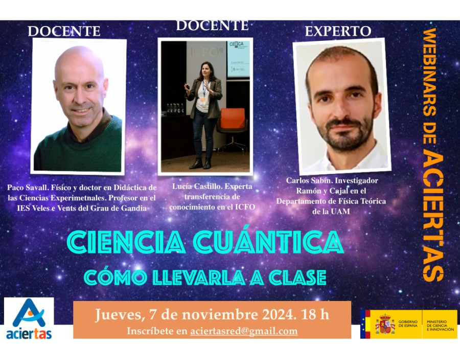 Webinar Ciencia cuántica. 7 nov 24 a las 18h
