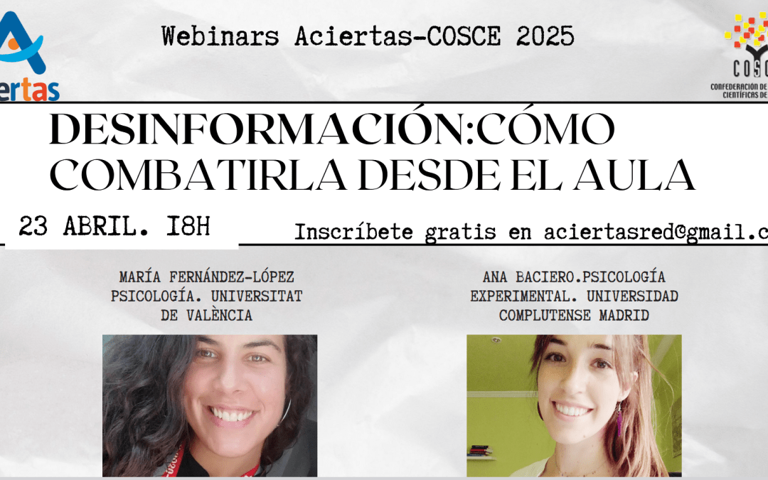 Webinar: Estrategias para combatir la desinformación en el aula. 23 abril 18h